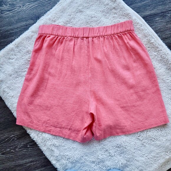 Banana Republic Pull-On Linen Blend Shorts in Coral Pink Sz S - Picture 3 of 11
